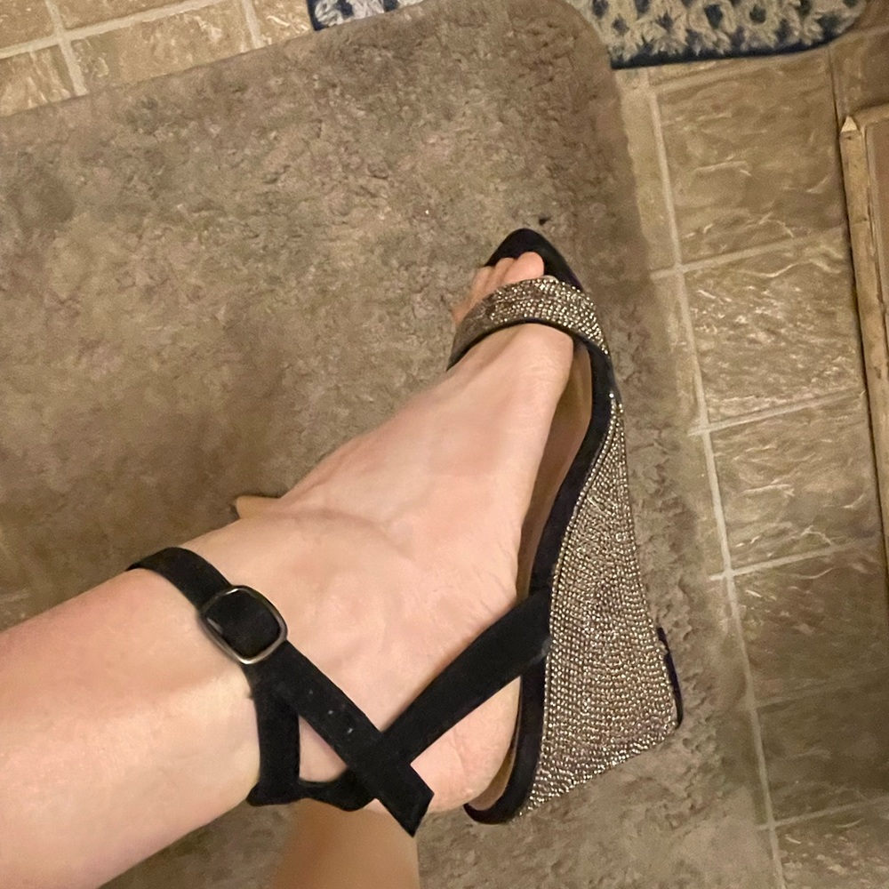 Rhinestone wedge shoe